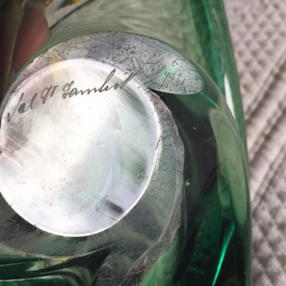 Val St Lambert green swirl ashtray 1960’s - Picture 2 of 8